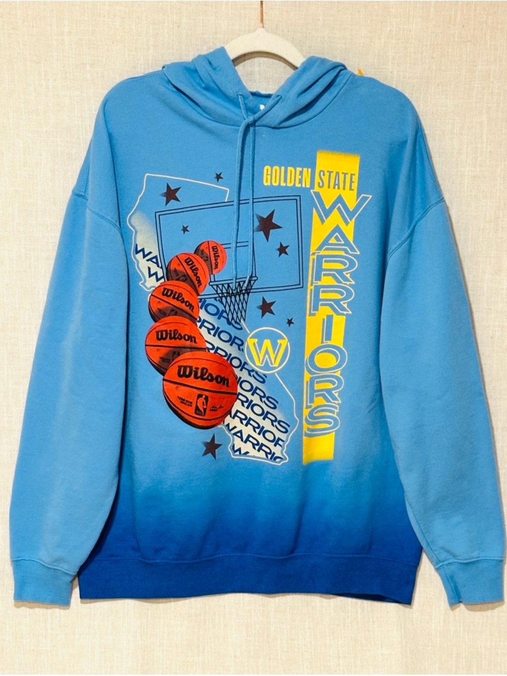 NBA Golden State Warriors Blue Graphic Pullover Hoodie Lg Basketball Streetwear